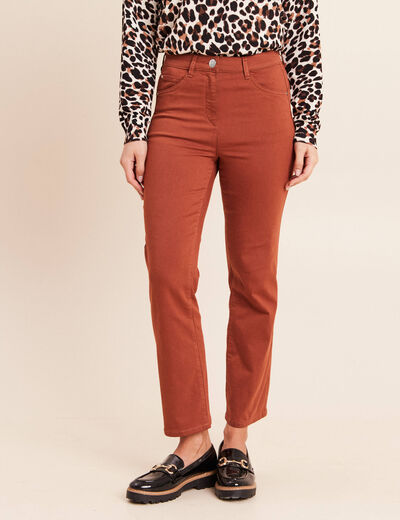 Pantalon magique Le L&eacute;ger coupe droite marron fonc&eacute; femme