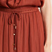 Jupe longue évasée satin marron foncé femme