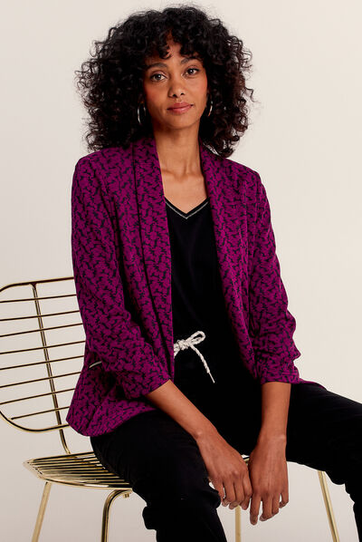 Veste ajustée col châle rose fushia femme