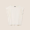 T-shirt droit col rond manches courtes ecru femme