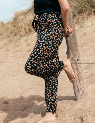 Pantalon ample taille haute noir femme