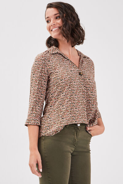Blouse manches 3/4 ecru femme
