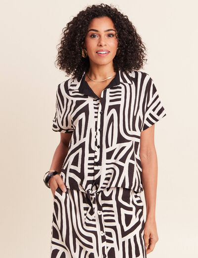 Chemise r&eacute;versible ample manches courtes noir femme