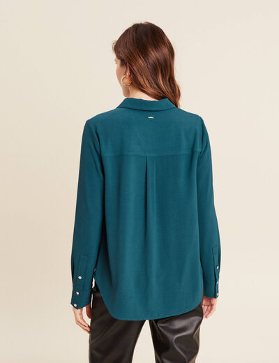 Chemise manches longues bleu canard femme