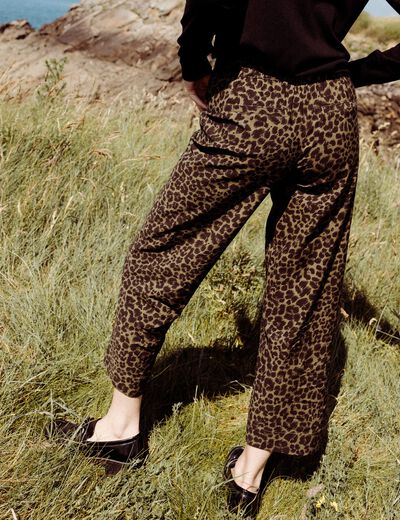 Pantalon large 7/8ème vert kaki femme