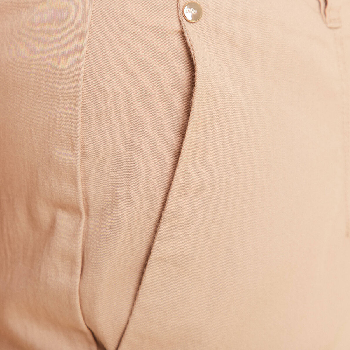 Pantalon large taille basculée beige femme