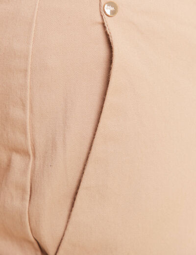 Pantalon large taille basculée beige femme