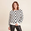 Pull col rond manches longues noir femme