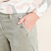 Pantalon large velours c&ocirc;tel&eacute; vert clair femme