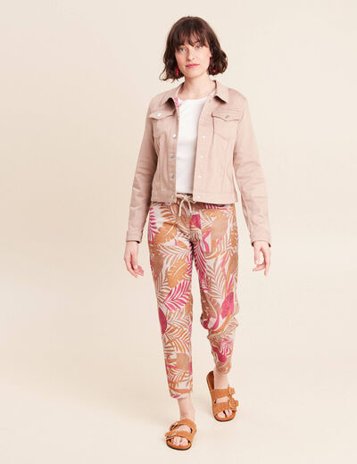 Pantalon droit r&eacute;versible marron femme
