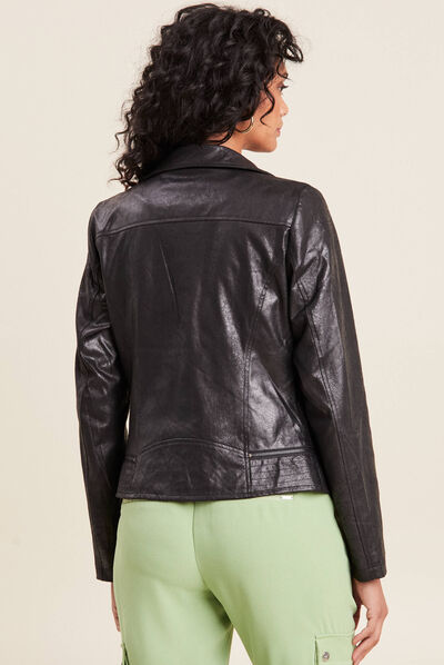 Veste esprit motard zippée noir femme