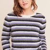 Pull manches longues col rond bleu femme