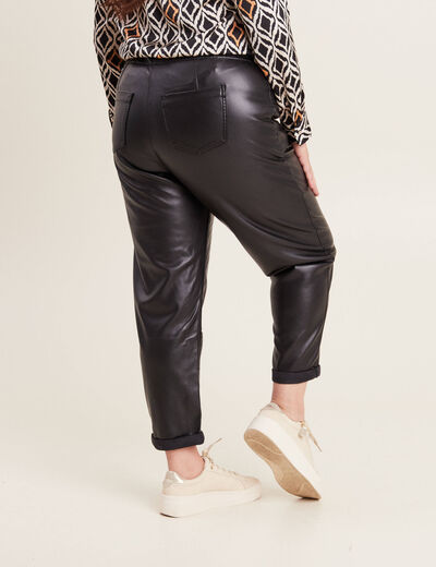Pantalon coupe mom simili cuir noir femme