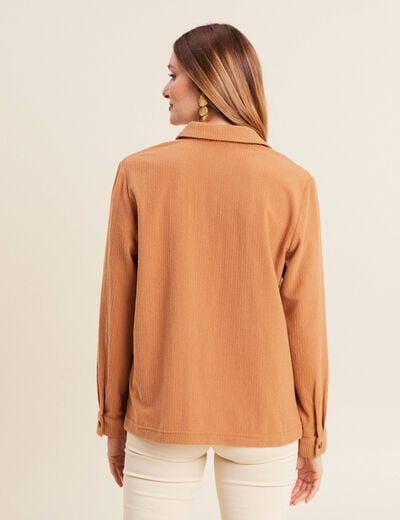 Surchemise manches longues camel femme