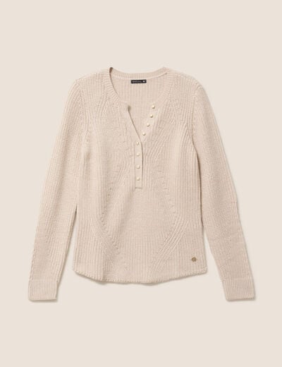 Pull manches longues creme femme
