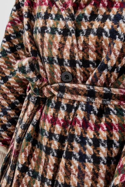 Poncho boutonné ceinturé ecru femme