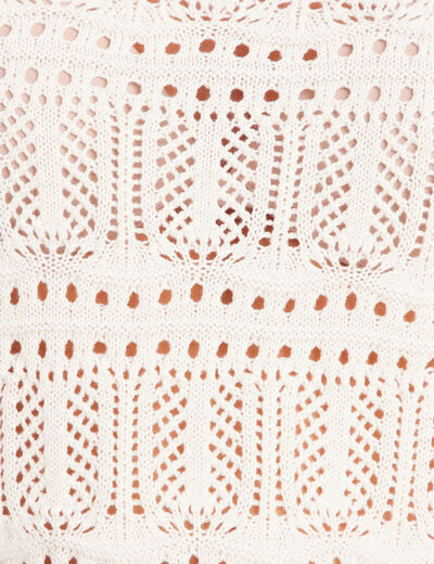 Pull col bateau manches longues ecru femme
