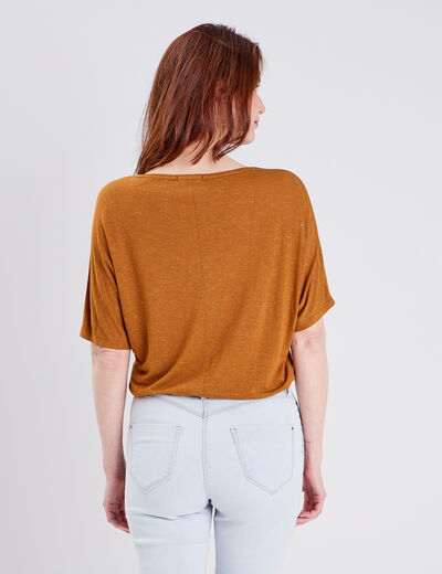 T-shirt manches courtes marron femme