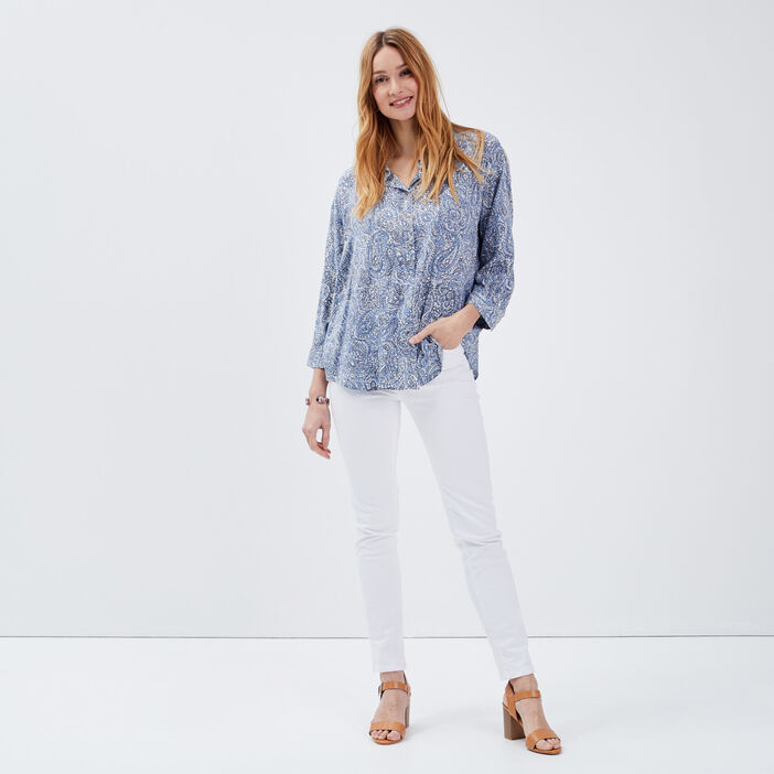 Chemise manches 3/4 blanc femme