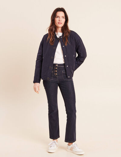 Jean raccourci coupe bootcut denim brut femme