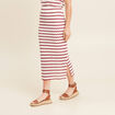 Jupe droite longue beige femme