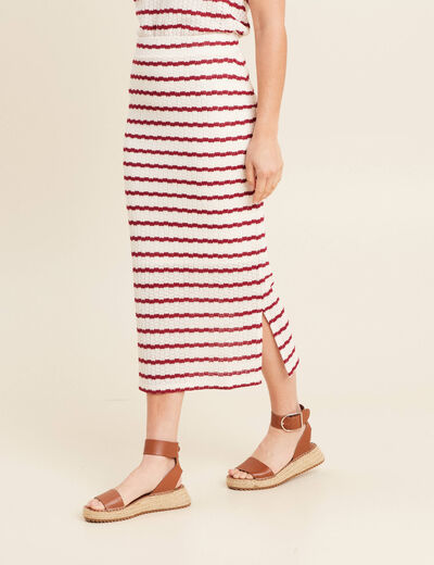 Jupe droite longue beige femme