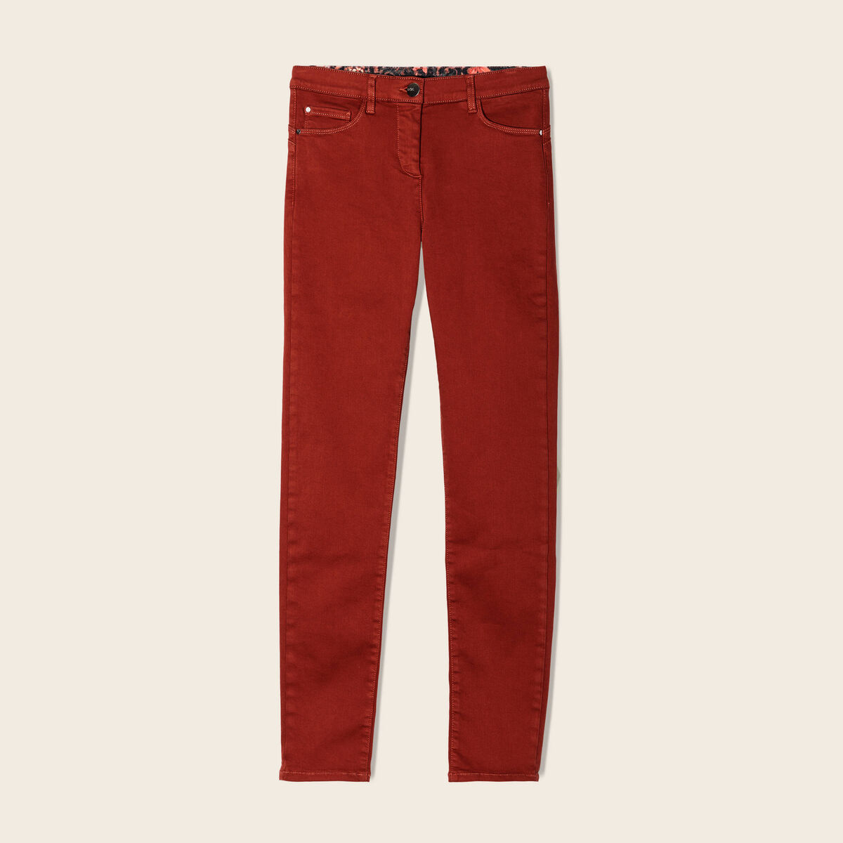 Jean magique ajusté taille standard marron cognac femme