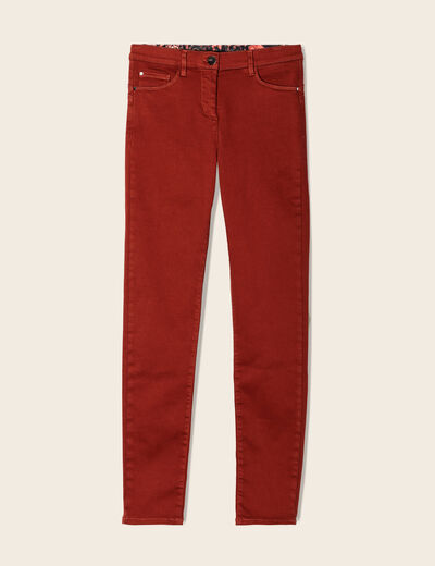 Jean magique ajusté taille standard marron cognac femme