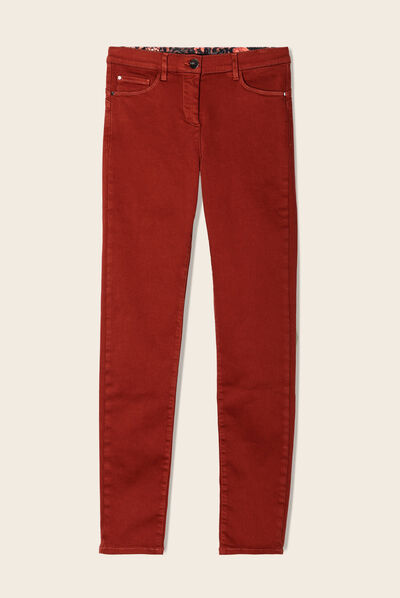 Jean magique ajusté taille standard marron cognac femme