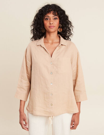 Chemise manches 3/4 sable femme