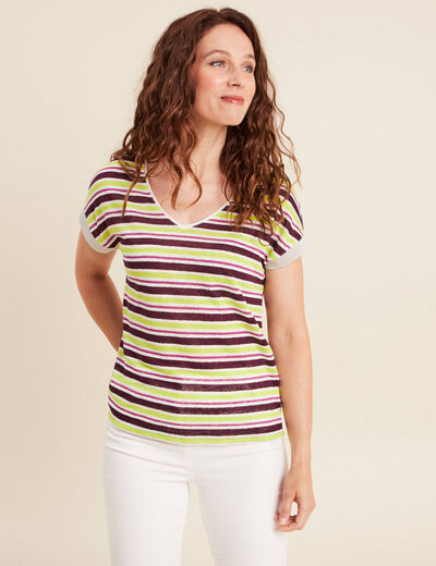T-shirt manches courtes prune femme