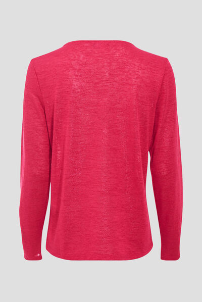 T-shirt manches longues rose framboise femme