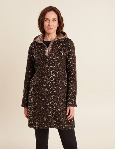 Manteau 2 en 1 droit doubl&eacute; creme femme