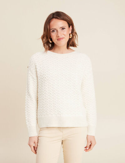 Pull manches longues ecru femme