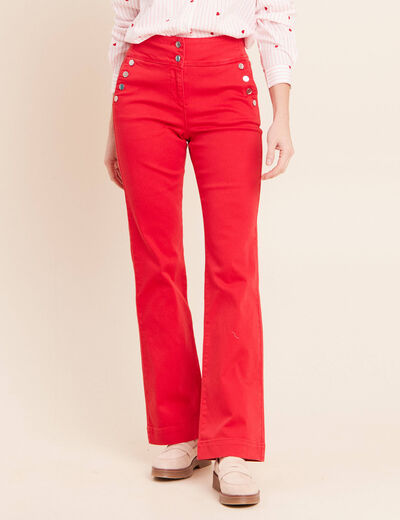 Pantalon coupe bootcut &agrave; pont rouge fluo femme