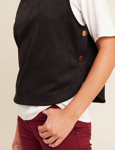Top cintr&eacute; sans manches col rond noir femme
