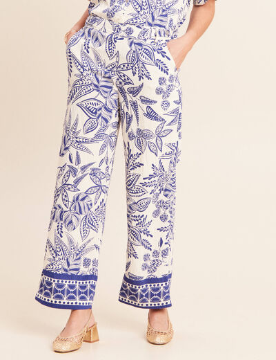 Pantalon 7/8 Fermeture Zippée Sous Rabat Avec Crochet Bleu Ikks Femme - 2246957-bleu00