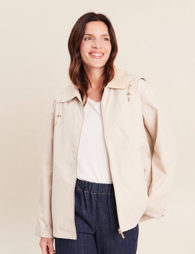 Parka ample courte manches longues sable femme