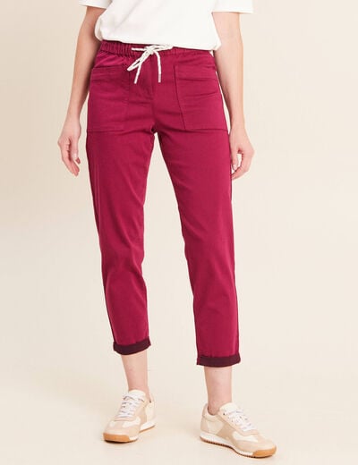 Pantalon coupe mom 7/8&egrave;me rouge fonc&eacute; femme