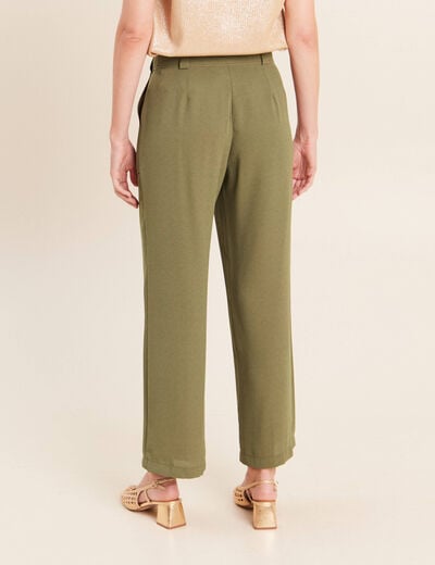 Pantalon large 7/8&egrave;me taille haute vert kaki femme