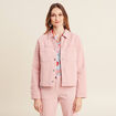 Veste boutonnée en jean rose pastel femme