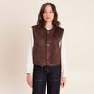Veste r&eacute;versible duveteuse marron fonc&eacute; femme