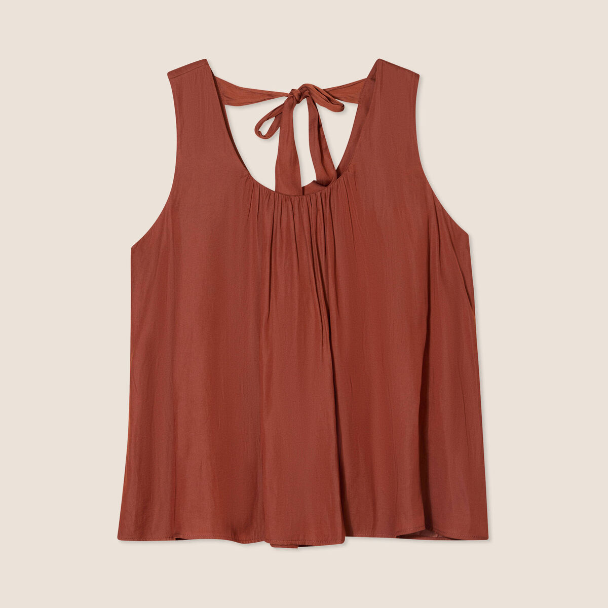 Blouse sans manches marron foncé femme
