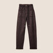 Pantalon coupe mom 7/8&egrave;me marron fonc&eacute; femme