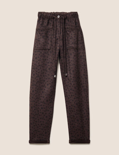 Pantalon coupe mom 7/8&egrave;me marron fonc&eacute; femme