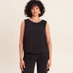 Blouse sans manches col rond fluide noir femme