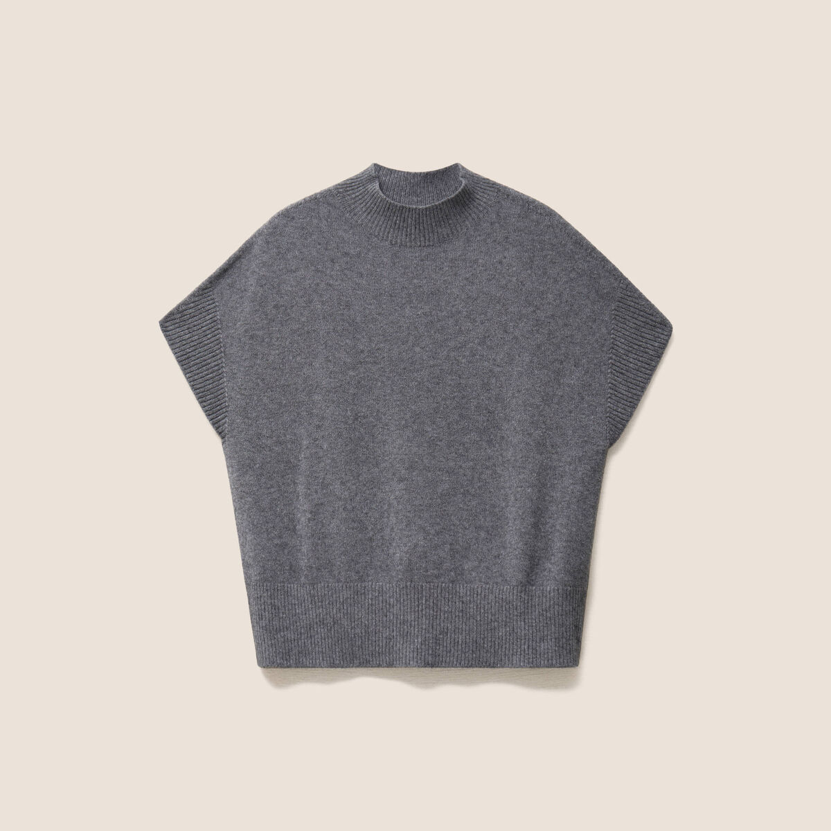 Pull col montant gris clair femme