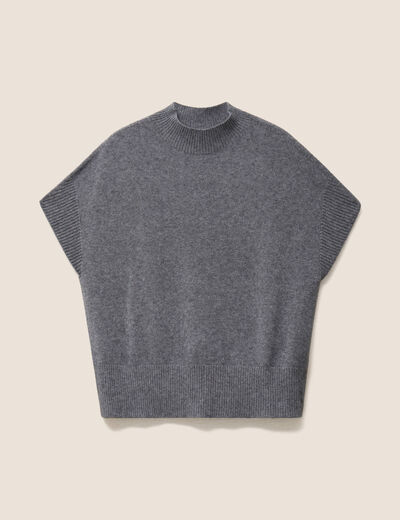 Pull col montant gris clair femme