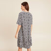 Robe courte évasée col V bleu marine femme