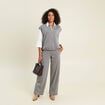 Pantalon loose taille bascul&eacute;e gris femme